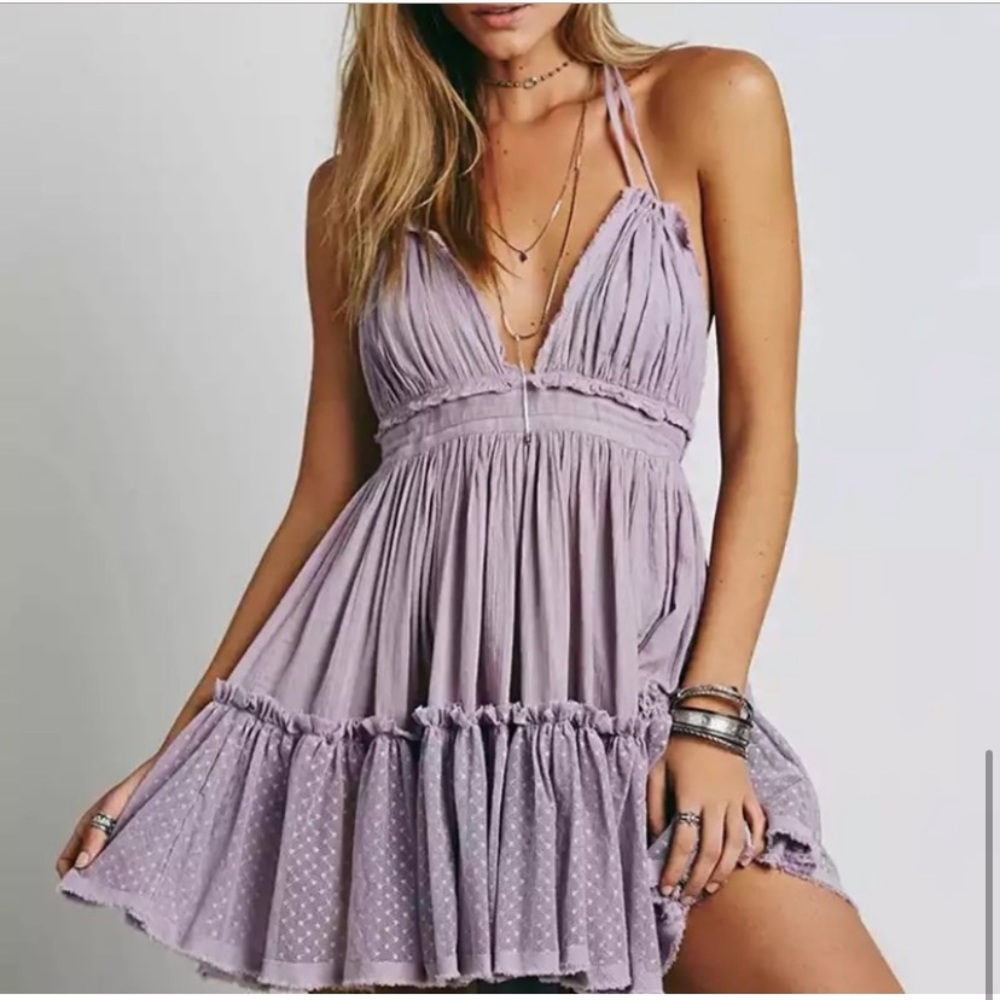 New Bohemian Hippie Chic Backless Lace Halter Mini Tunic Festival Beach Dress - Picture 3 of 8